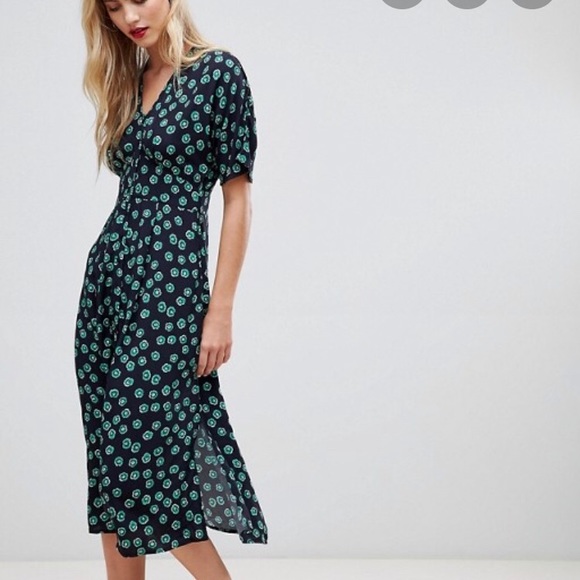 whistles green polka dot dress